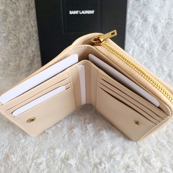YSL Saint Laurent Beige Tiny Monogram Bi-Fold Wallet - Picture 5 of 12